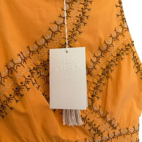 NWT Ulla Johnson Pilar Top in Papaya Size 2 Embroidered Peplum Top - Picture 5 of 12